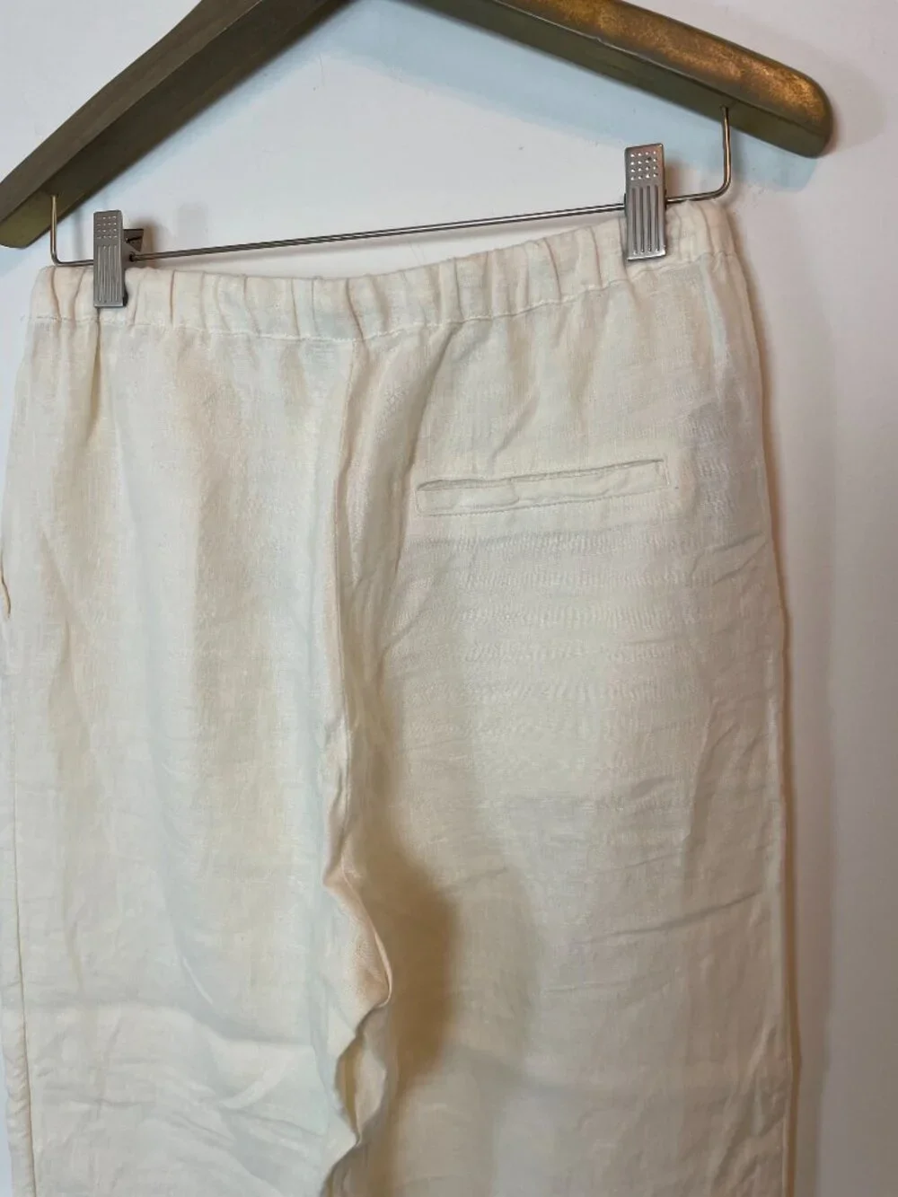 MANGO Linen Straight Leg Drawstring Elastic Waist Beach Quiet Luxury Pants \\ S